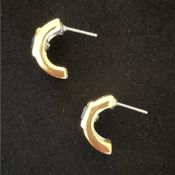 Double Toned Faux Sapphire Earrings - Picture 3 of 5